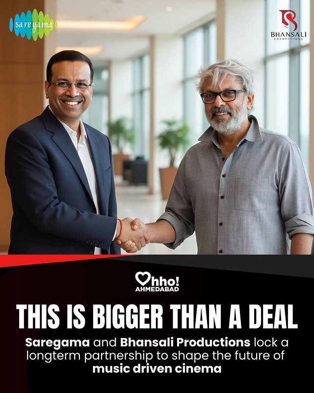 Instagram post by @ohhoahmedabad for Saregama. Caption reads: Big move in Indian cinema and music. Saregama and....