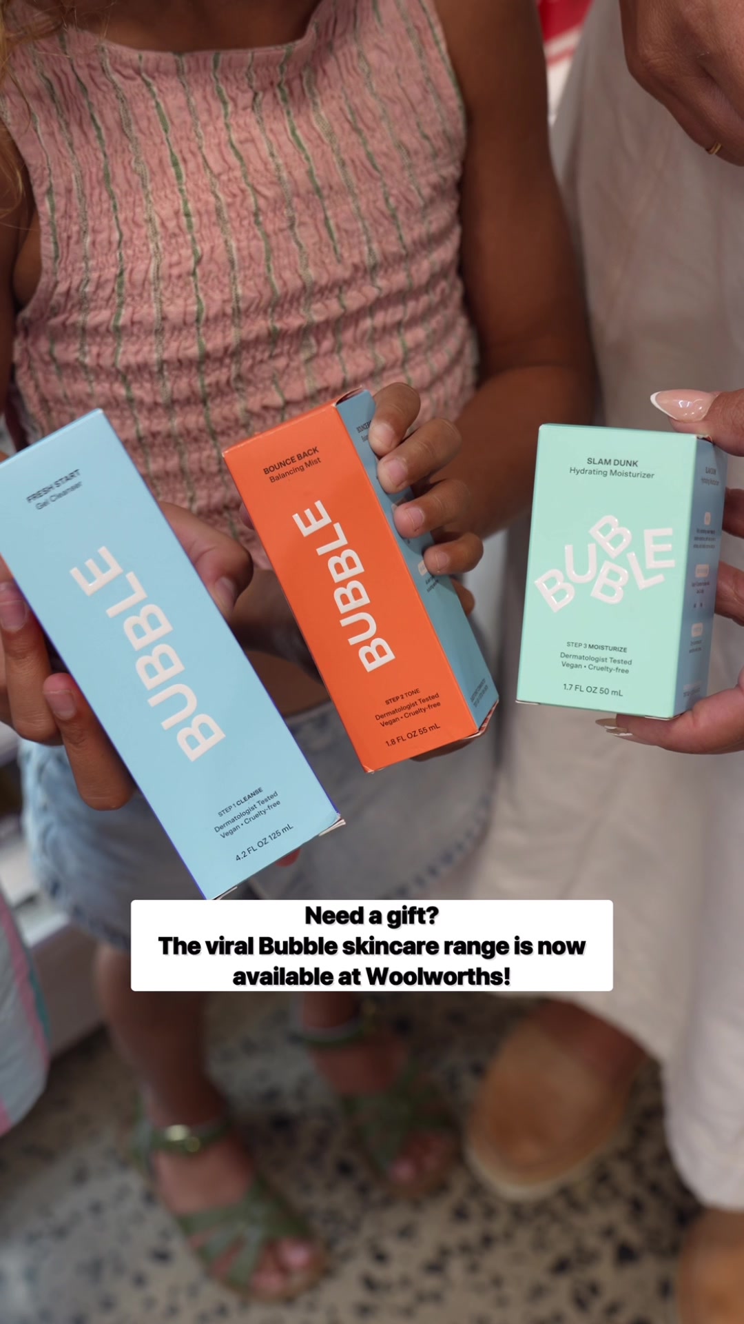 TikTok post by @tanna__tribe01 for Woolworths. Caption reads: Bubble Skincare is now available at Woolworths!....