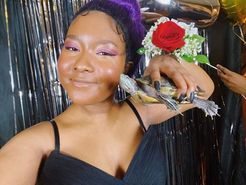 Instagram post by @realdonshea for Teen Vogue. Caption reads: [...] prom date Skipper 🐢 had so much fun....