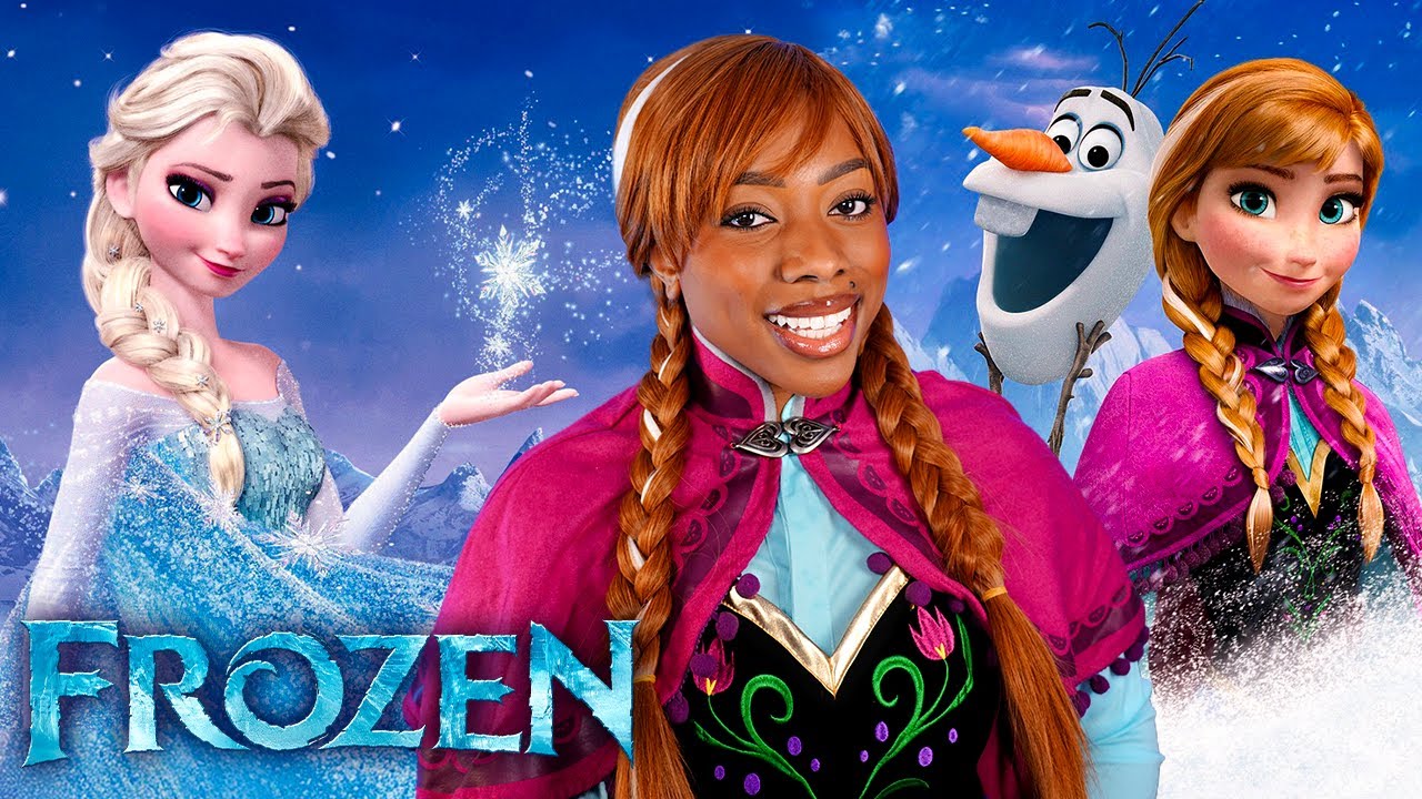 YouTube post by @RukiyaReacts for ExpressVPN. Caption reads: I Dressed Up As Anna To Watch FROZEN And Now I....