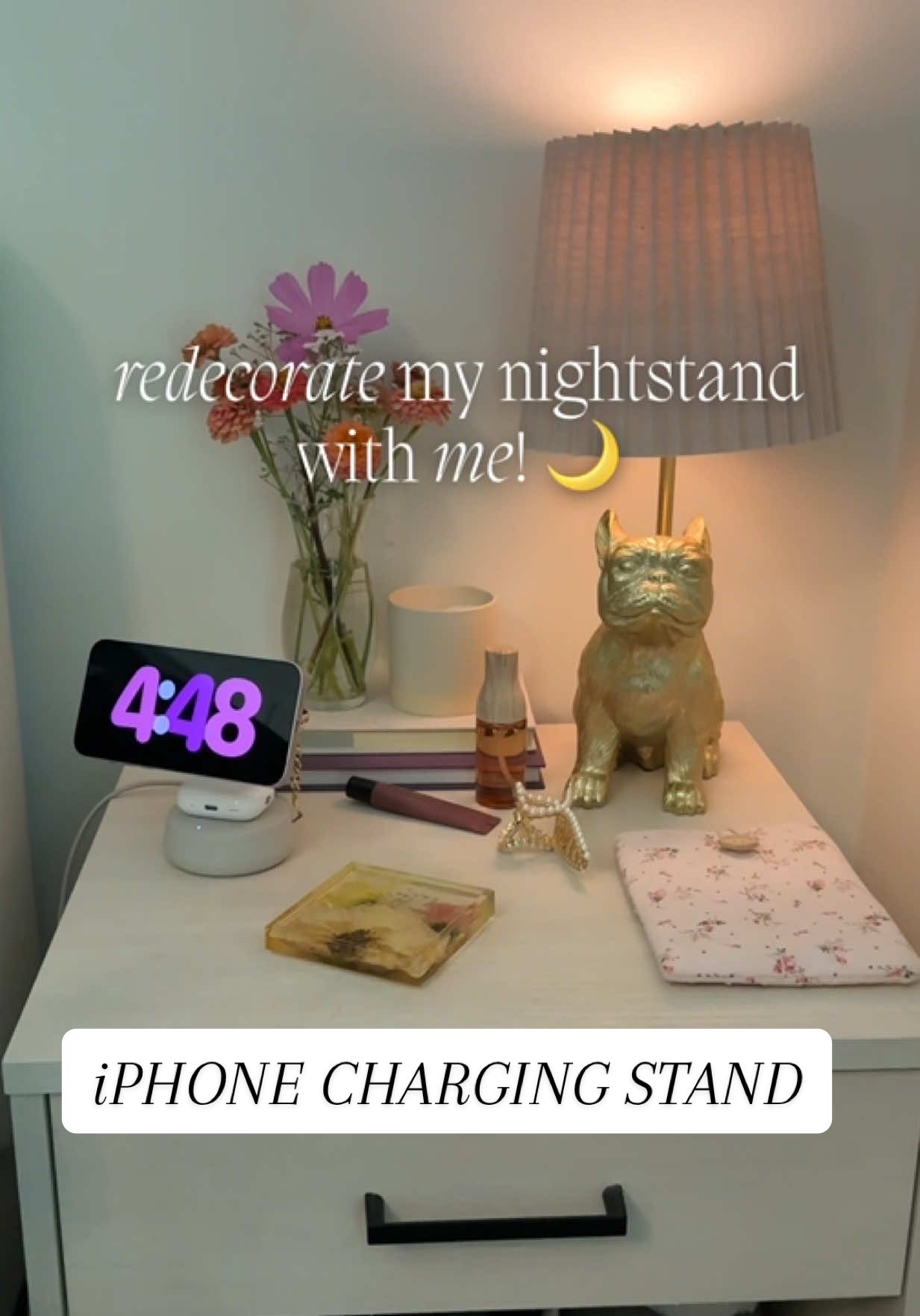 TikTok post by @juliakcrist for Belkin. Caption reads: Refreshing my nightstand in the best way with....