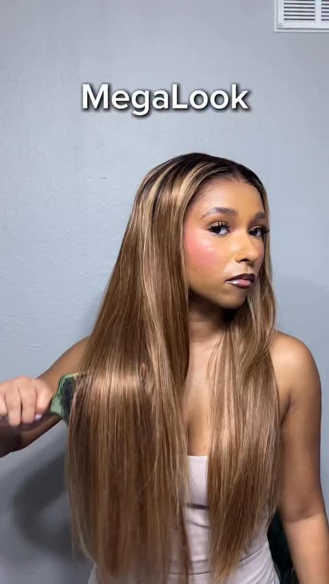 Instagram post by @brookthebeautiful for Megalook. Caption reads: This hair is perfect for summer 💜✨ @megalookhair....