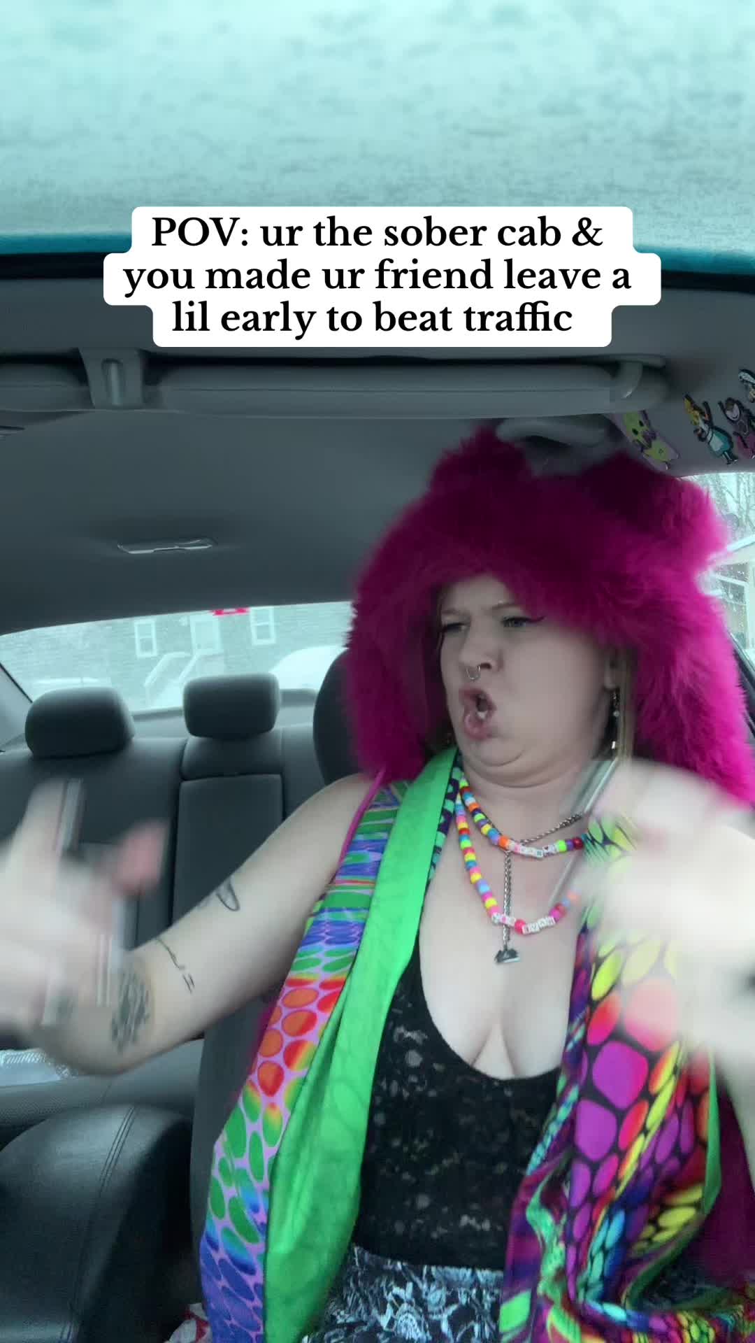 TikTok post by @leblunt_ for iHeartRaves. Caption reads: Driver makes the rules 🤷🏼‍♀️😆 @iHeartRaves code....