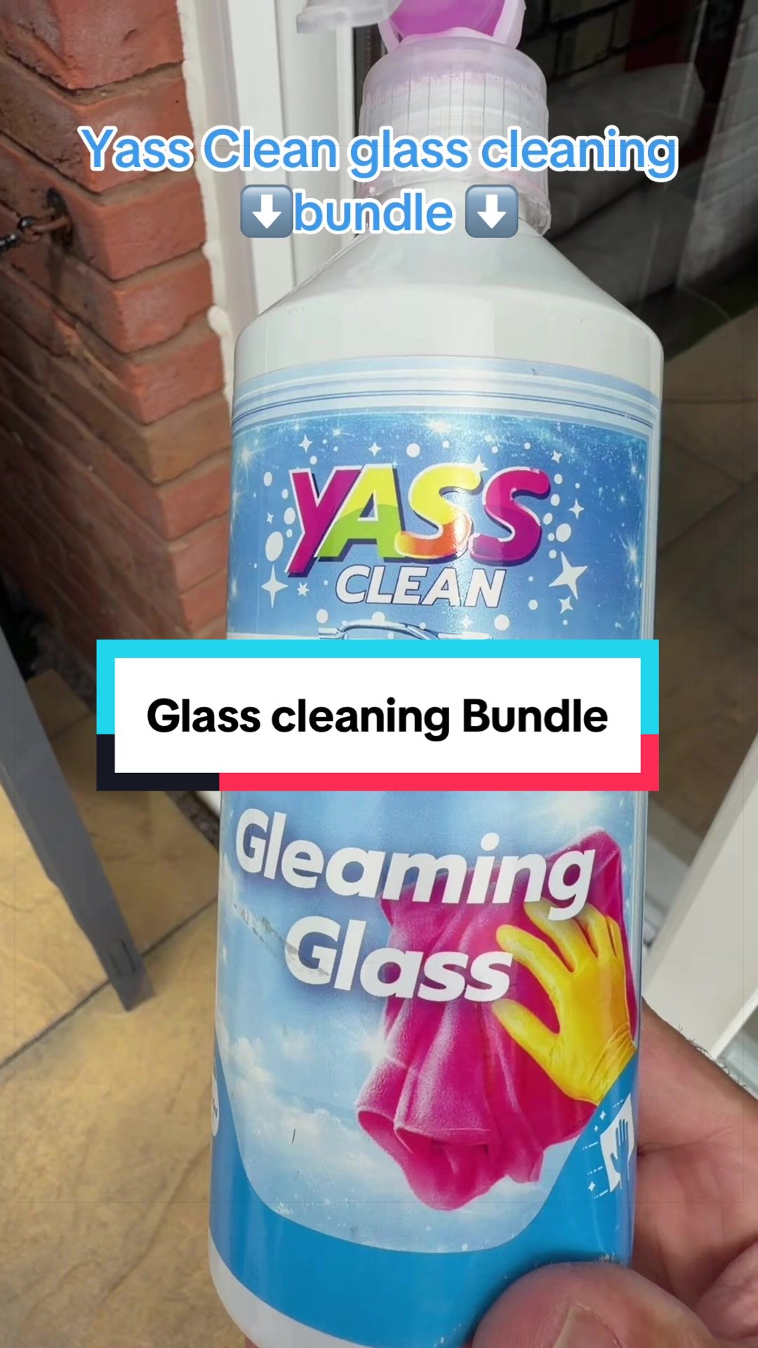 TikTok post by @kevreviews4u for Yass Clean. Caption reads: @Yass Clean #cleaning #glasscleaner #springclean....
