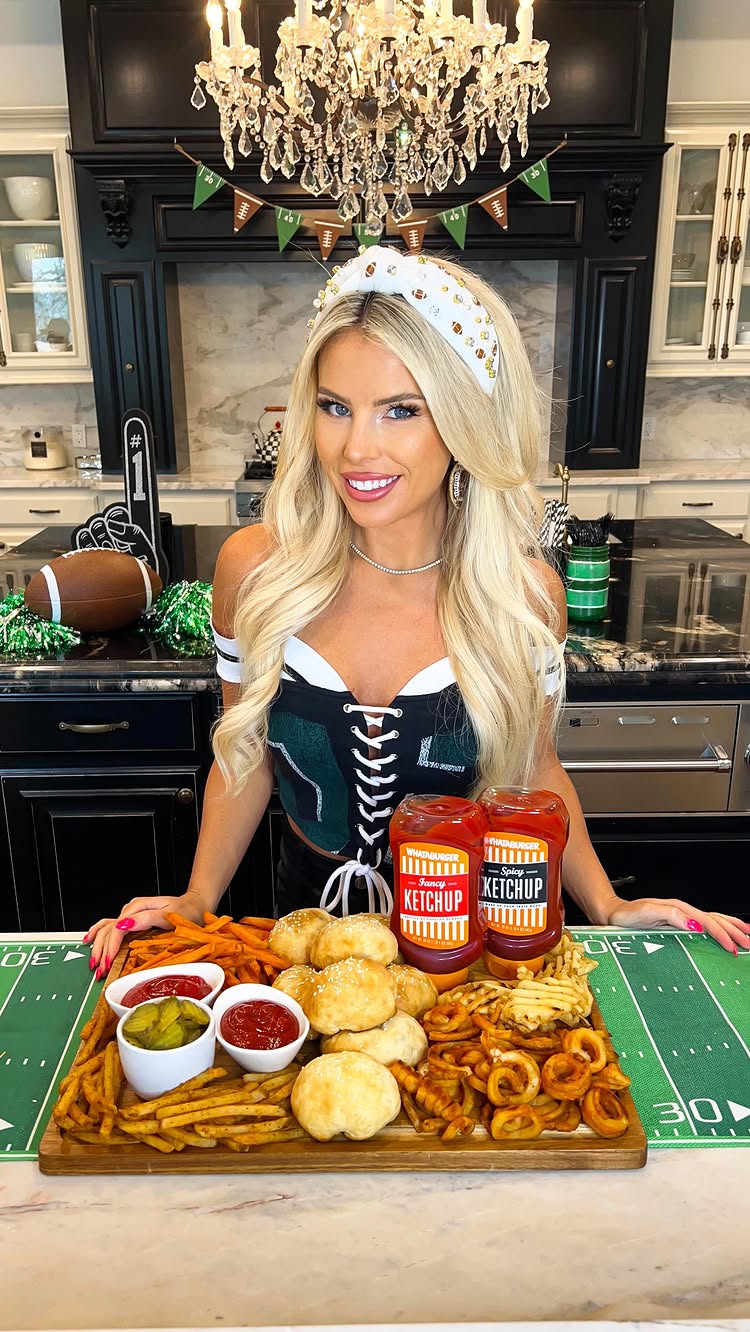 Instagram post by @macy.blackwell for Whataburger. Caption reads: #sponsored Game Day, @whataburger style!🏈 Making....