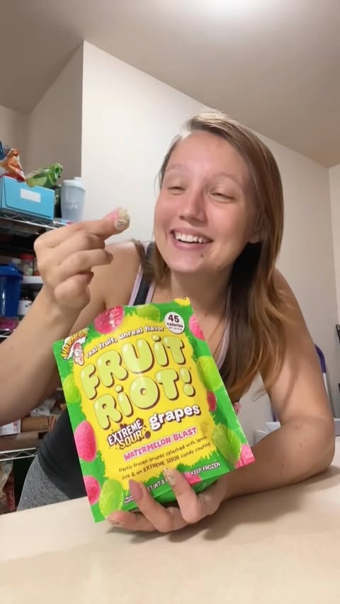 Instagram post by @mamaruppert for Fruit Riot. Caption reads: [...] limited edition Warheads Extreme Sour....