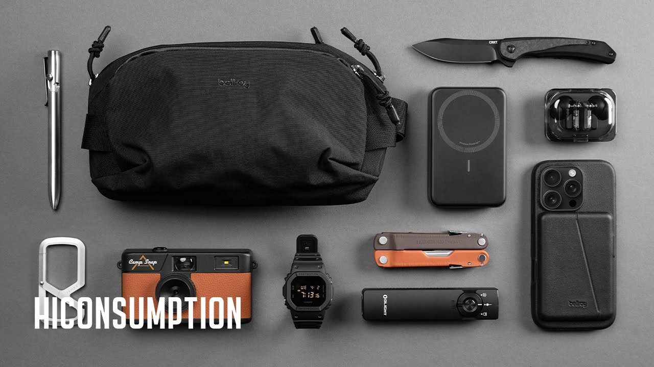 YouTube post by @Hiconsumption for Leatherman. Caption reads: 11 Best Budget EDC Essentials Under $100.