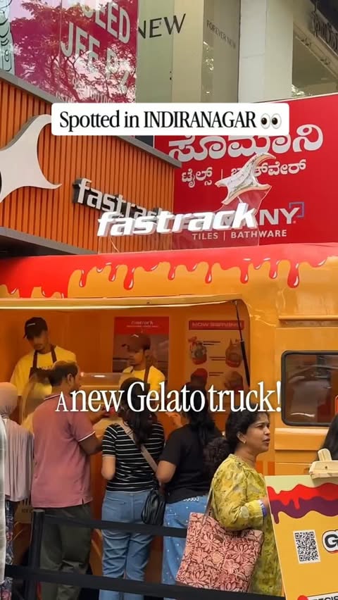 Instagram post by @milano_icecream_bangalore for Fastrack. Caption reads: [...] Bengaluru! 🍨 Details👇 We spotted this....