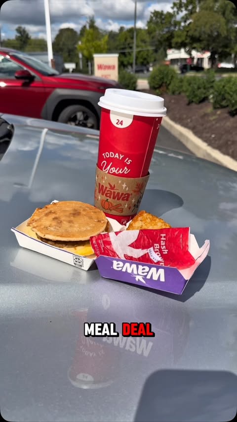 Instagram post by @twochomp for Wawa. Caption reads: #ad trying the Wawa $5 sizzli meal deal!🔥.