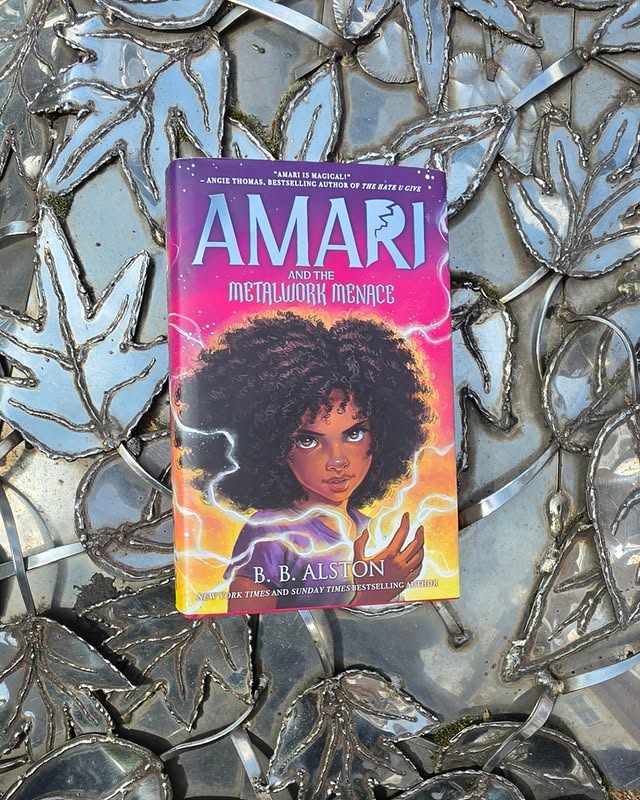 Instagram post by @partywithmythree for Farshore Books. Caption reads: AD| Amari and the Night Brothers: The Metalwork....