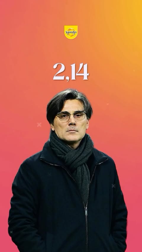 Instagram post by @hastalik_bufutbol for Supradyn Türkiye. Caption reads: 🇹🇷📊 Vincenzo Montella: 24 maç, 17 galibiyet,....