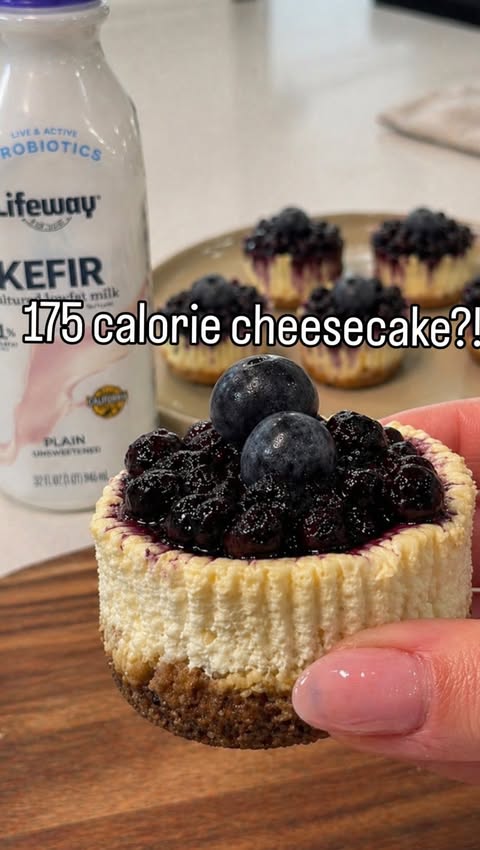 Instagram post by @laurennicole_la for Lifeway Foods. Caption reads: 🍰healthy mini cheesecakes🫐 these creamy mini....
