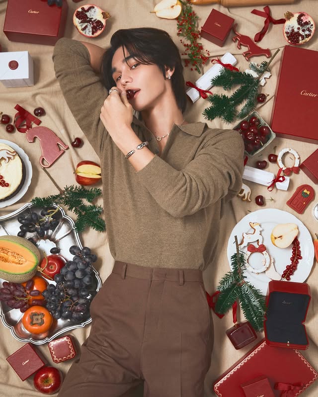 Instagram post by @jeffsatur for Cartier. Caption reads: [...] the festive season my way with @cartier....