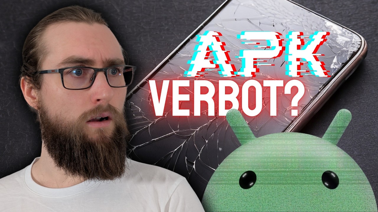 YouTube post by @TheMorpheusVlogs for The Verge. Caption reads: Nothing without the Play Store? APKs will soon be....