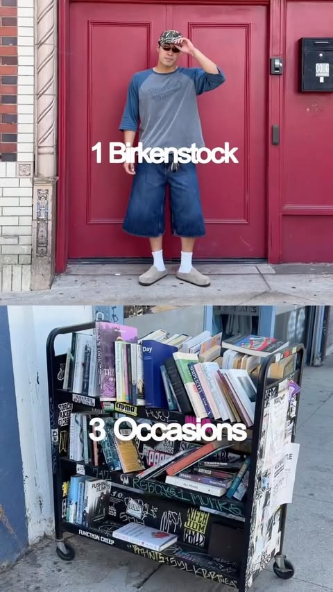 Instagram post by @kkyle.shih for Birkenstock. Caption reads: 1 Pair of @birkenstockusa Amsterdam Mules, 3....