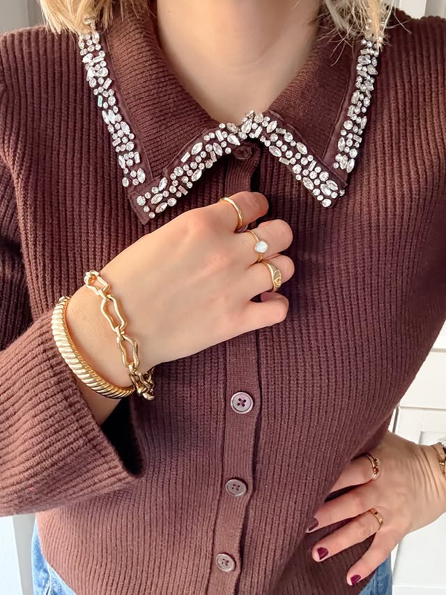 Instagram post by @chrissyandcrew for Abbott Lyon. Caption reads: Outfit formula: a fab collar and the prettiest....