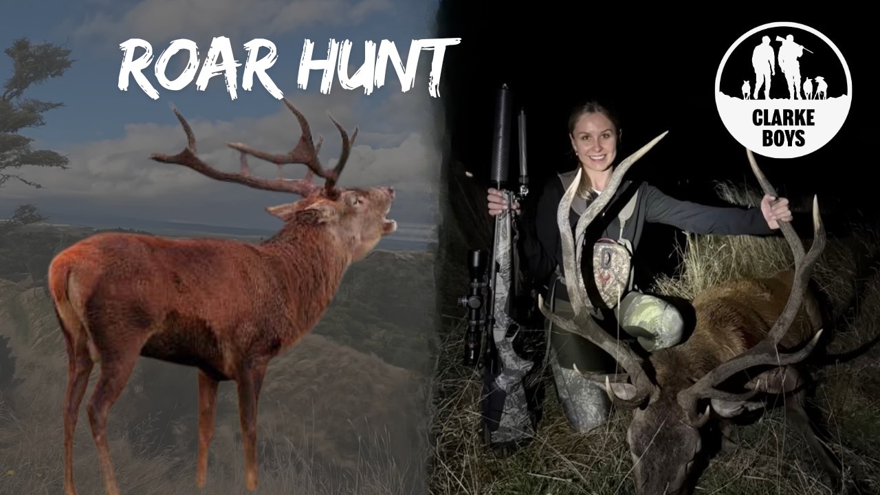 YouTube post by @clarkeboyshunting for Huntech Outdoors. Caption reads: Join Harry, Bonnie, Petra and Jordan on an....
