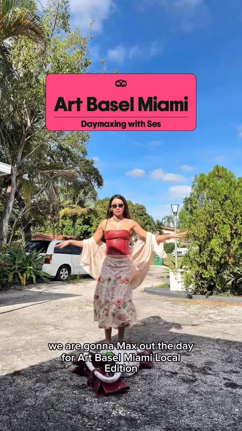 Instagram post by @itsjustses for Tripadvisor. Caption reads: Art Basel in true chaotic Miami local fashion....