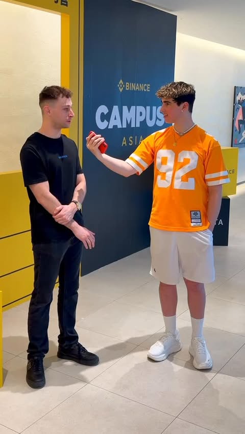 Instagram post by @fonziegomez for Binance. Caption reads: What was your first crypto move? 🔥 @binance #ad.