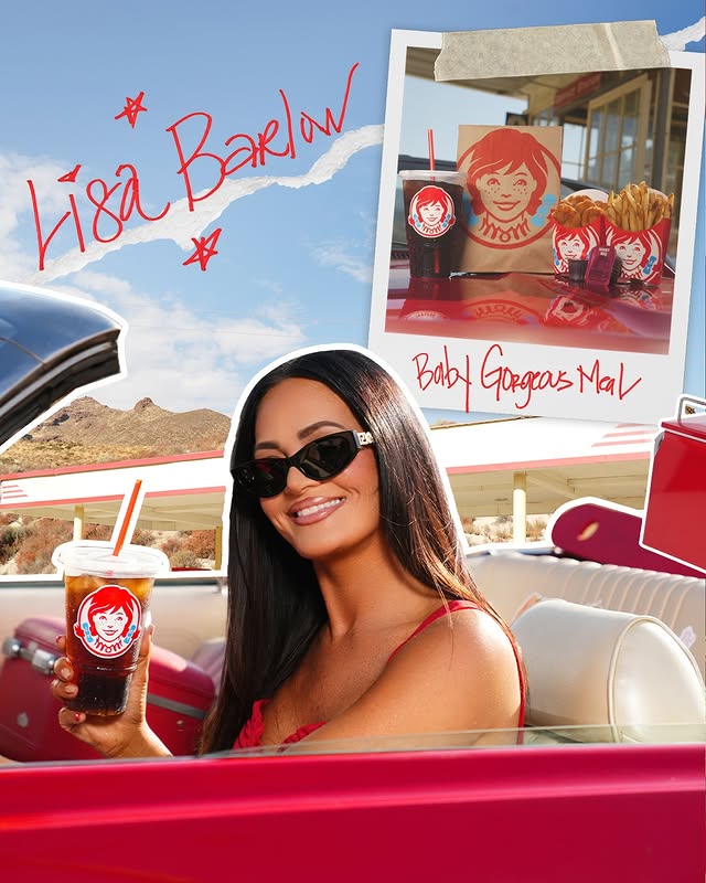 Instagram post by @lisabarlow14 for Wendy's. Caption reads: Order my Baby Gorgeous meal on the @wendys app....