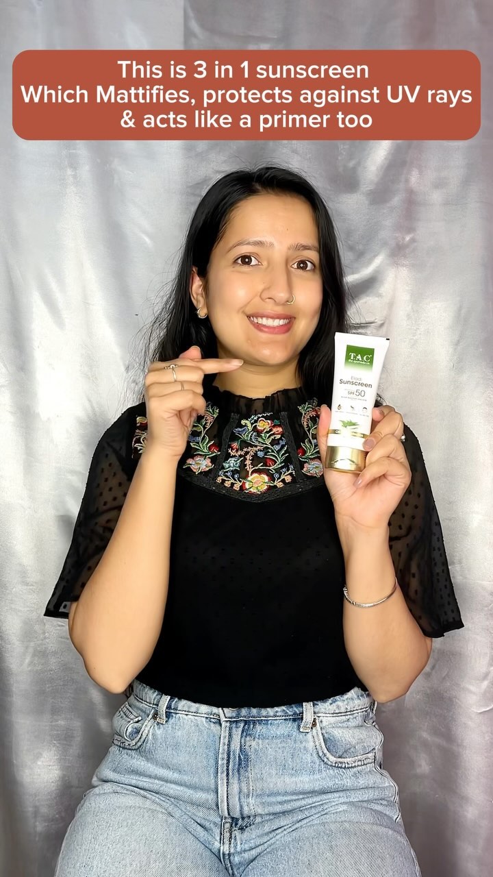 Instagram post by @borntoshine7_ for The Ayurveda Co.. Caption reads: @theayurvedaco Eladi Sunscreen SPF 50 is a 3-in-1....