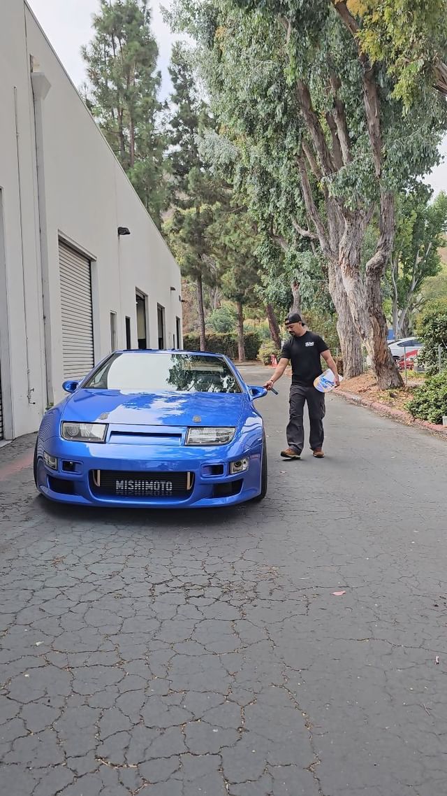 Instagram post by @rickie_runningsolo for Sparco. Caption reads: I love this car. BTW, the 300zx Skateboard is....