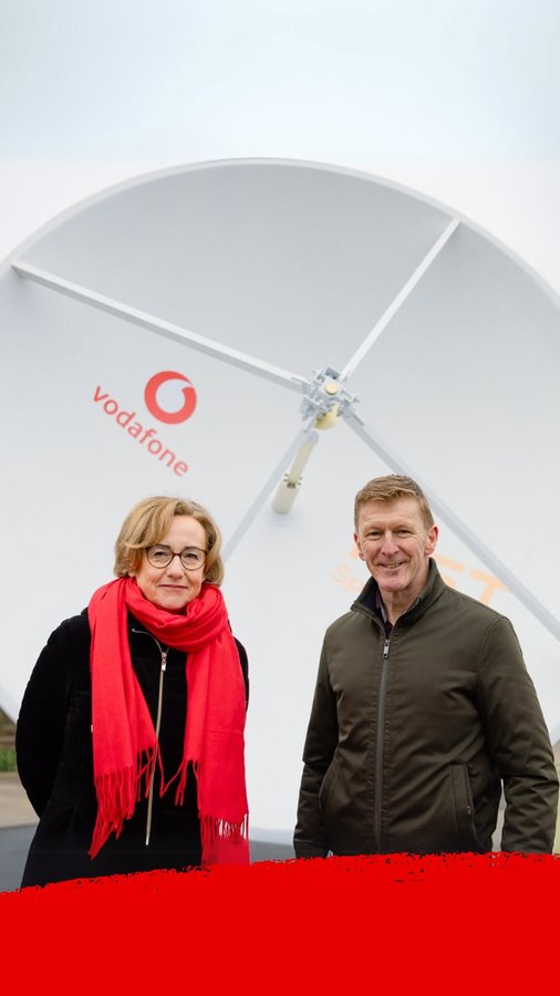 Instagram post by @astro_timpeake for Vodafone. Caption reads: We’ve made a historic space video call from an....