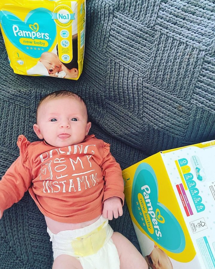 Instagram post by @darcies_story for Channel Mum. Caption reads: #ad Matilda loves wearing her @pampersuk_ire....