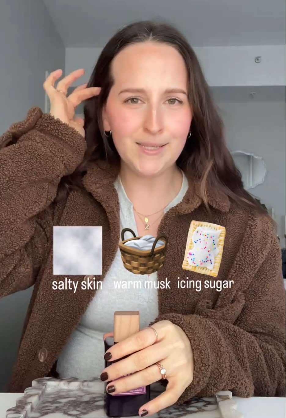 TikTok post by @kristinfragrances for Clean Beauty. Caption reads: 🍩 what do we think of the new Skin Intense? the....