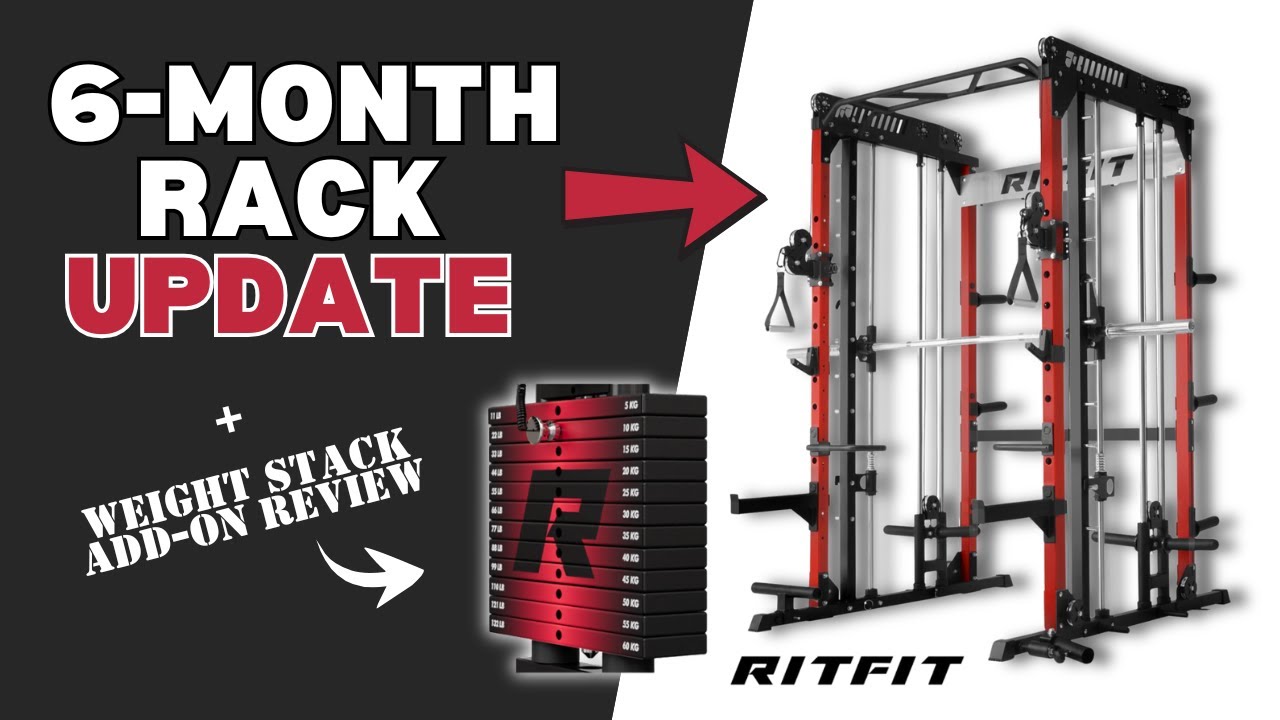 YouTube post by @LukesGarageGym for Merachfit. Caption reads: Best Budget All‑in‑One Smith Machine for 2025:....