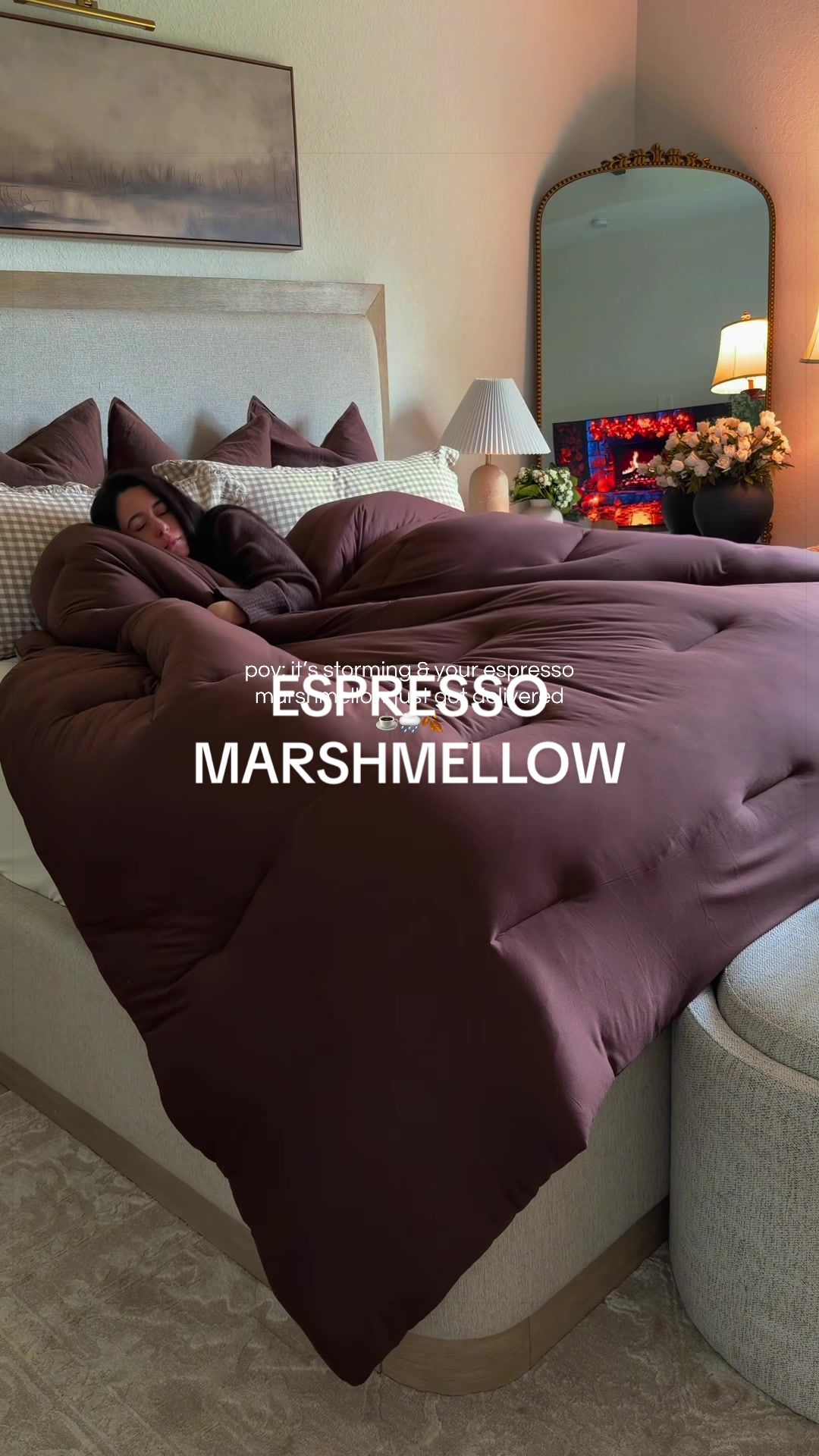TikTok post by @hannahbentley for Mellow Sleep. Caption reads: [...] espresso marshmellow is here 🍂🌧️🤎....