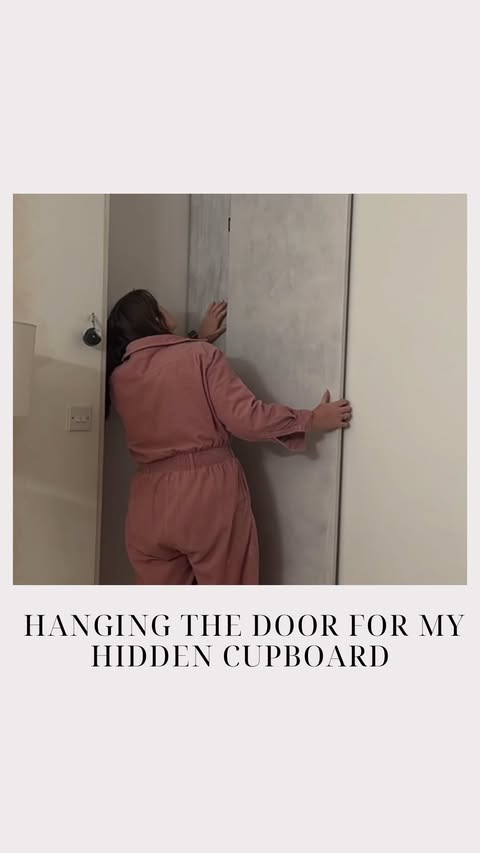 Instagram post by @copper_bonce_renovates for The Wood Veneer Hub. Caption reads: ad This hidden cupboard is finally starting to....