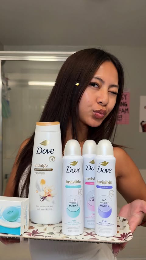 Instagram post by @soleilssofia for Dove. Caption reads: restocking my @dove essentials before senior year....