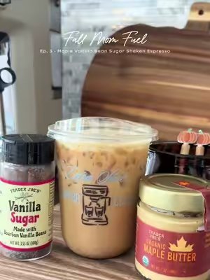 TikTok post by @kaylieannmay for Trader Joe's. Caption reads: [...] #fallcoffee #maplelatte #maplebutter....