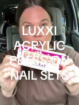 TikTok post by @megsfinds6 for Luxxi Nails. Caption reads: Salon quality without the salon price @LUXXI NAILS....