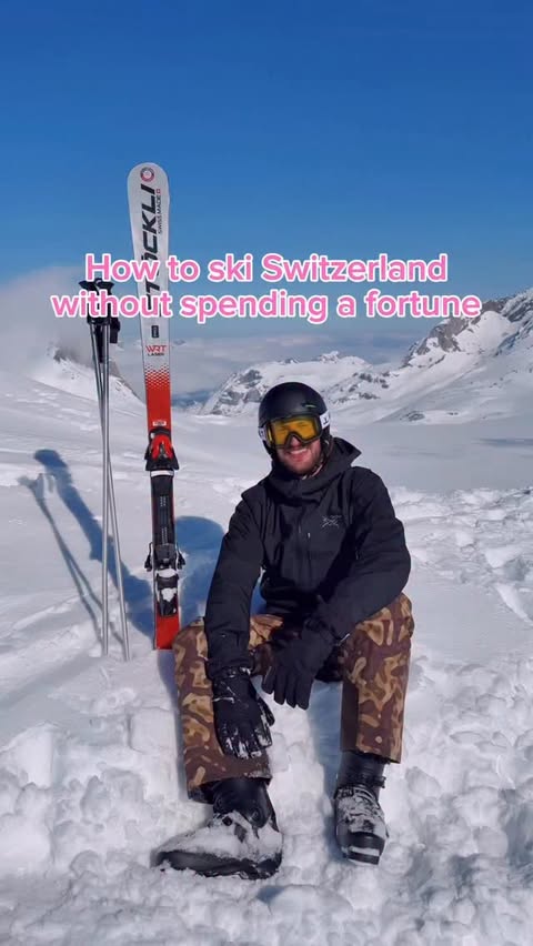 Instagram post by @calebthill for Epic Pass. Caption reads: [...] can ski @cransmontana.resort with your....