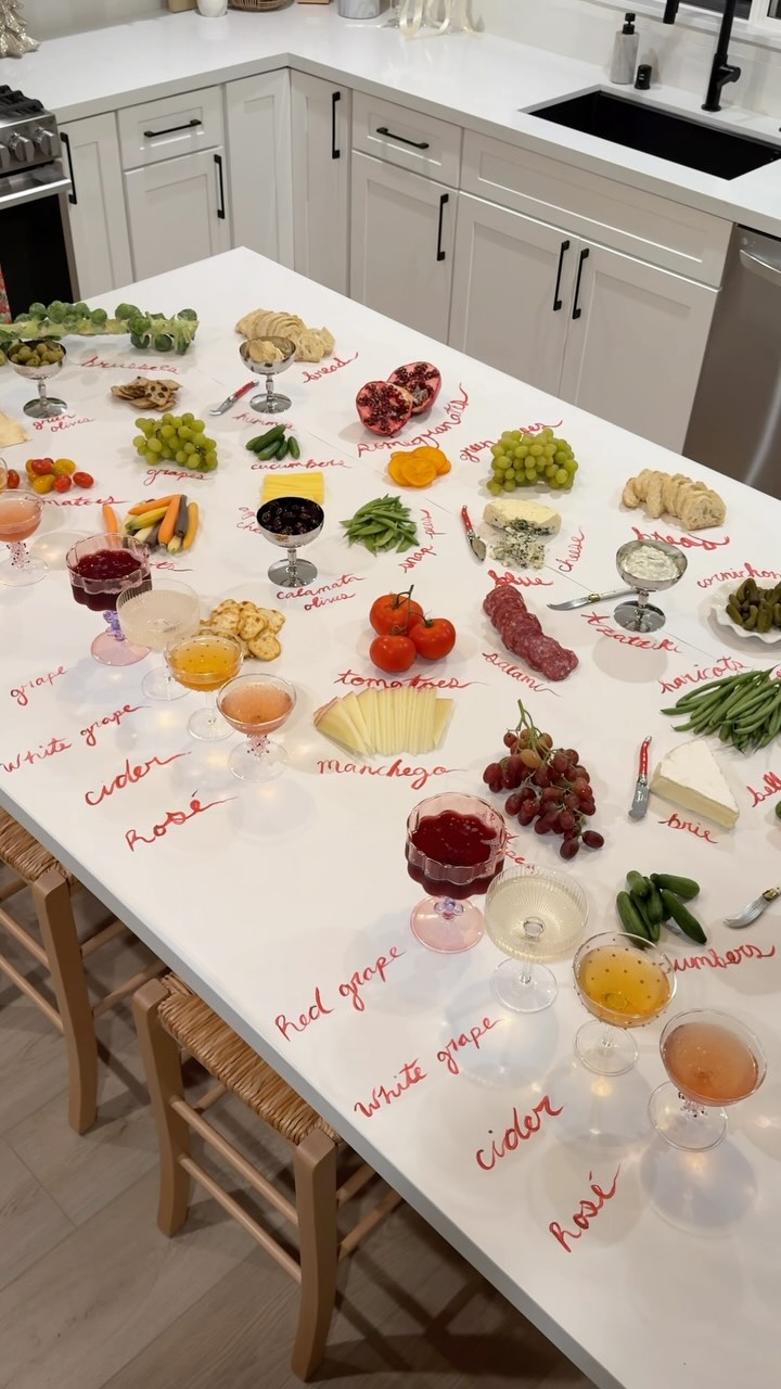 Instagram post by @alessandrabrontsema for Welch's. Caption reads: Girls Night Idea: Turn your kitchen island or....