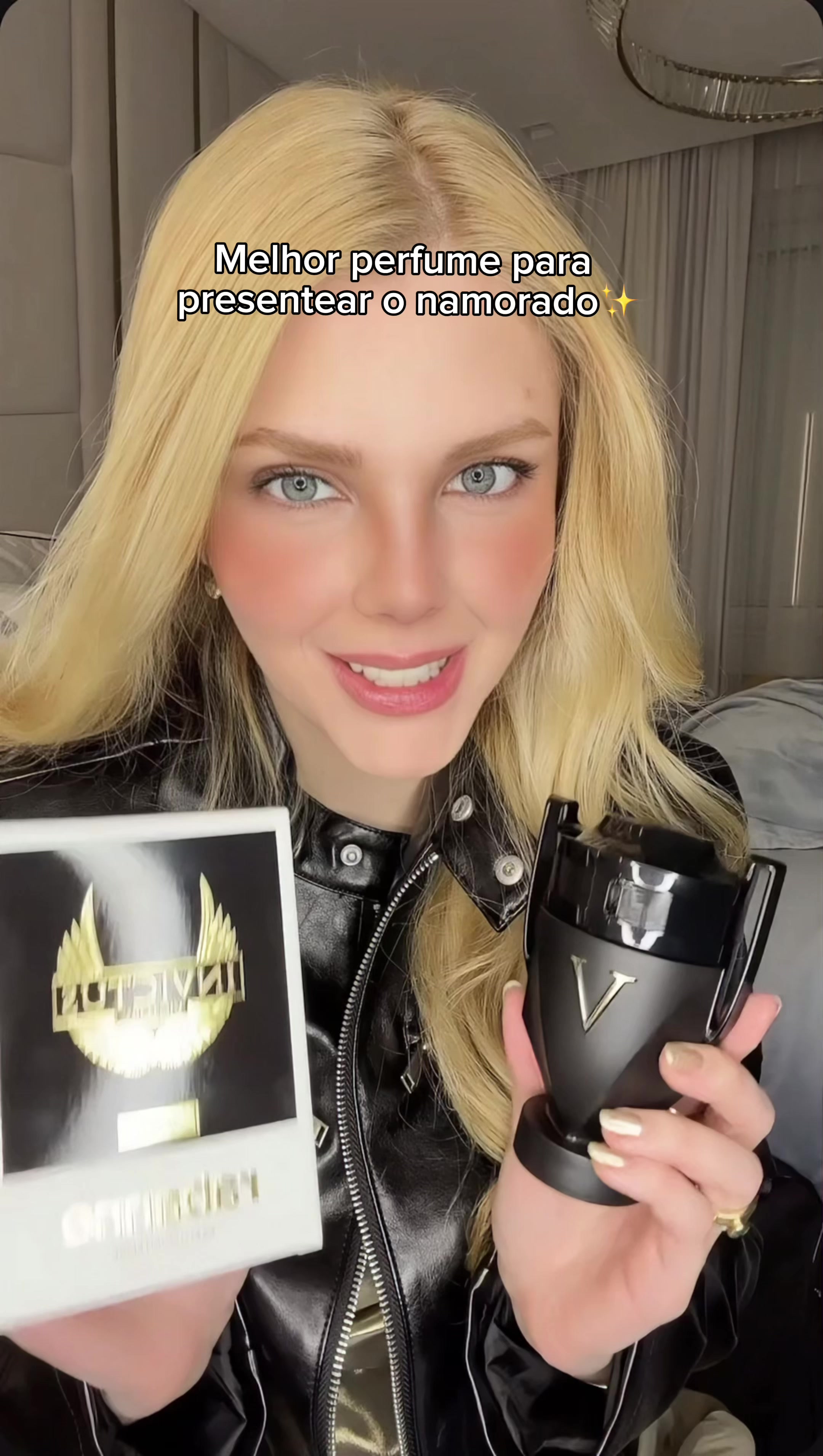 TikTok post by @ericavazfilipin for rabanne. Caption reads: Invictus Victory Absolu ✨ Melhor perfume para....