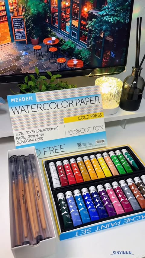 Instagram post by @_sinyinnn_ for MEEDEN ART. Caption reads: Just unboxed my Meeden art set and I’m already....