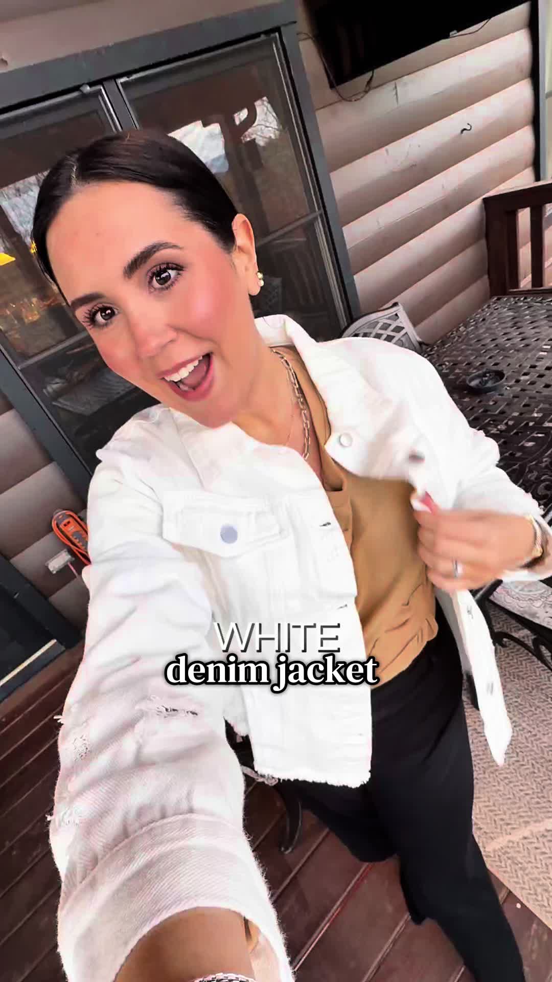 TikTok post by @thestricklands9 for Evaless. Caption reads: @Evaless_official #evaless #denimjacket [...].