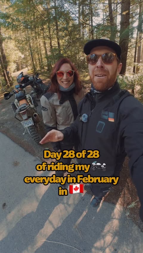 Instagram post by @advmotomag for Flying Eyes Optics. Caption reads: Day 28/28 of riding my motorcycle every day in....