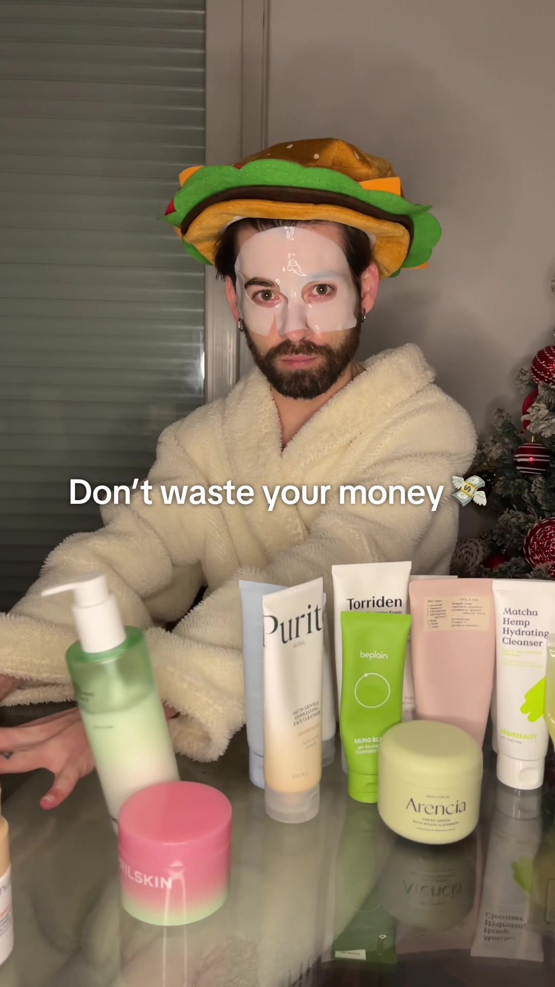 TikTok post by @emanuelboliveira for Round Lab. Caption reads: Don’t waste your money. 🚫Best Korean cleansers....