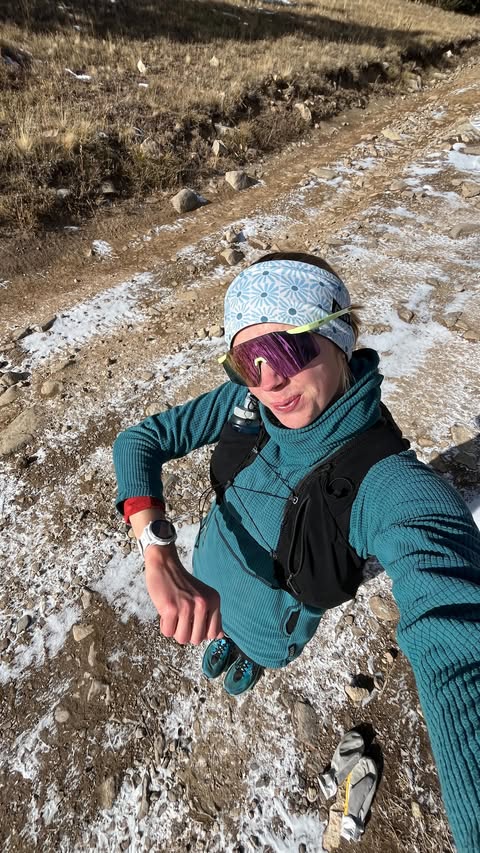 Instagram post by @trail_carrot for COROS. Caption reads: building my strength workouts in the @corosglobal....