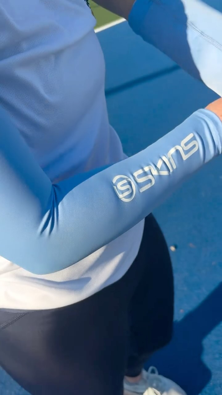 Instagram post by @sarahhawkshaw95 for SKINS Compression. Caption reads: Wearing SKINS allows for my optimal training &....