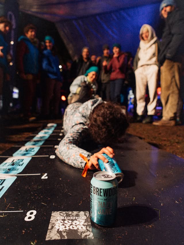 Instagram post by @valle_orco_climbing_festival for BrewDog. Caption reads: 🍻 IL NOSTRO CARBURANTE È UFFICIALE 🍻....