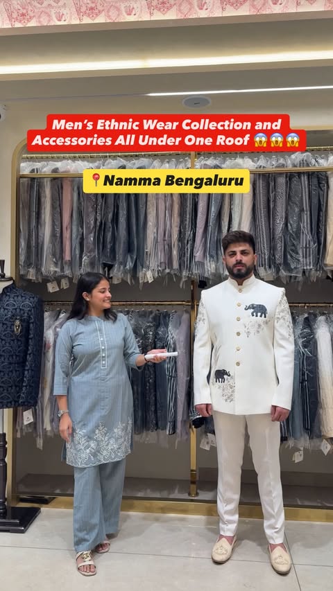 Instagram post by @mahantaethnic for What's New In Bangalore. Caption reads: [...] #weddingwear #reelitfeelit....