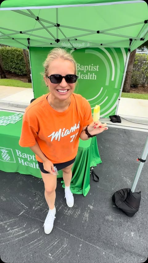 Instagram post by @maryisbananas for Baptist Health. Caption reads: [...] Day 1 of Dolphins Training Camp with Baptist....