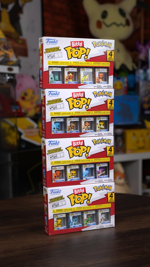 Instagram post by @superduperdani for Funko. Caption reads: #ad These are TINY 🤏 The Funko Bitty POP! Pokémon....