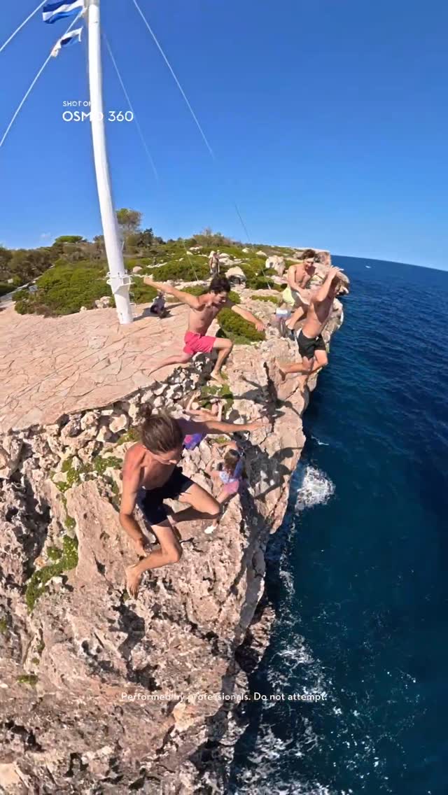 Instagram post by @2pieds_enlair for DJI. Caption reads: 🤿 Jump together, quadruple the fun! Why film solo....