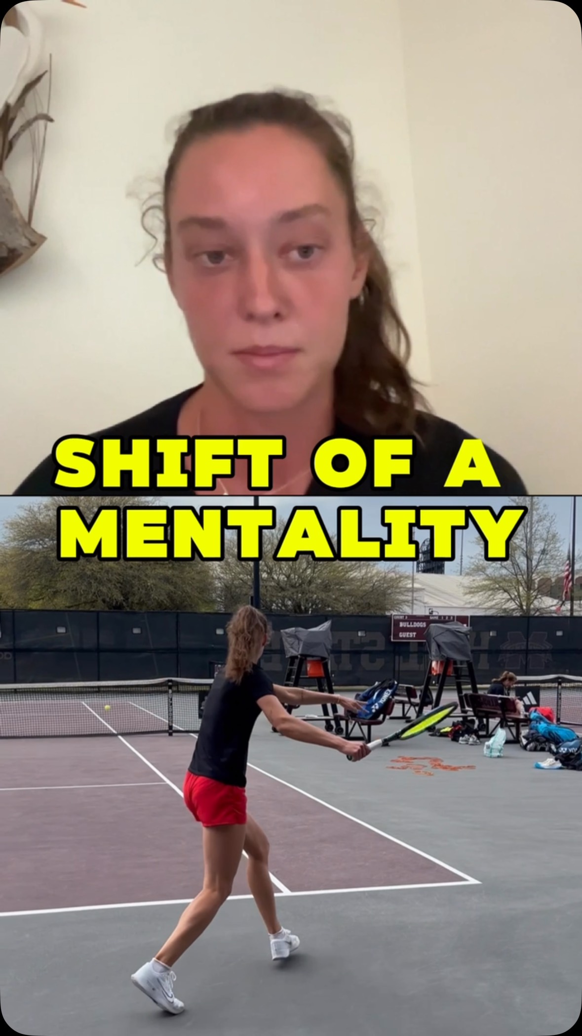 Instagram post by @dashavidmanova for Functional Tennis. Caption reads: 🧠 Best part is at the end with the mental shift -....